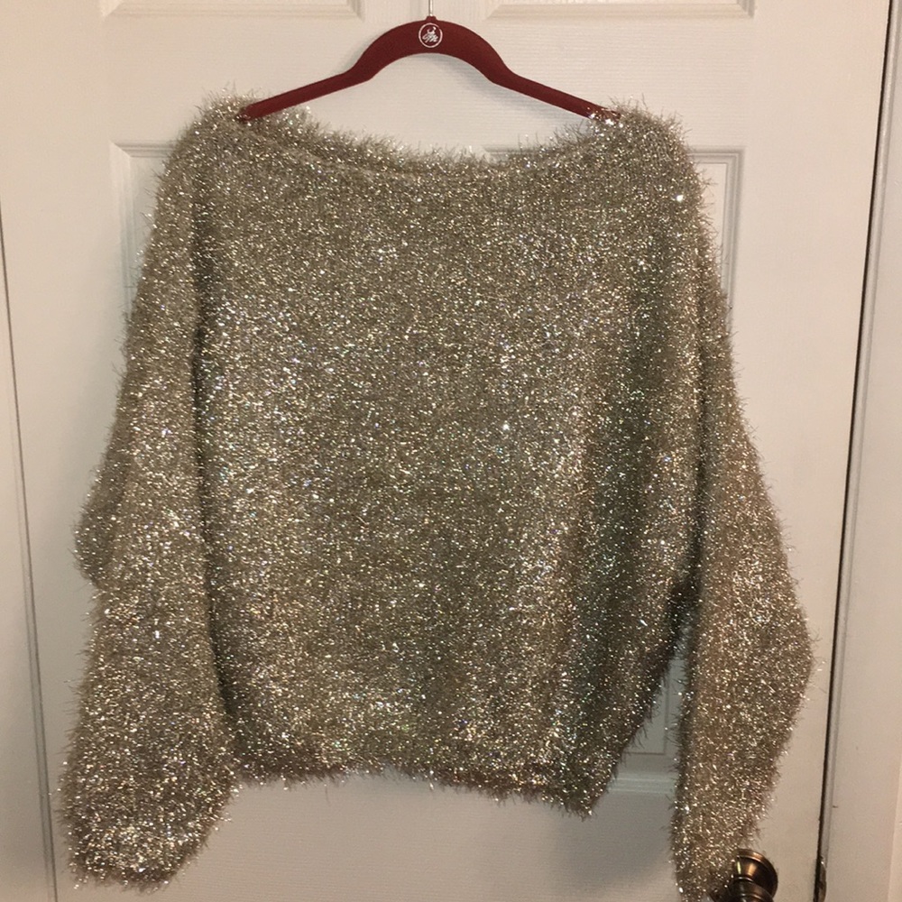 Akira—Metallic Gold Tinsel Sweater